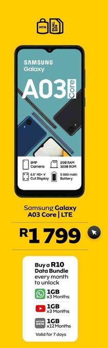 MTN Samsung Galaxy A03 Core | LTE offer