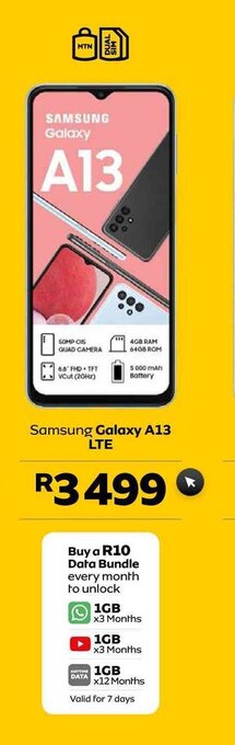 MTN Samsung Galaxy A13 LTE offer