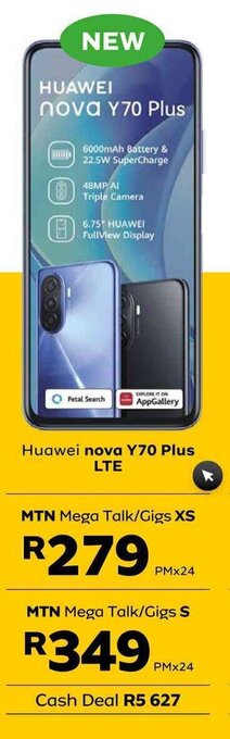 MTN huawei Nova Y70 Plus LTE offer