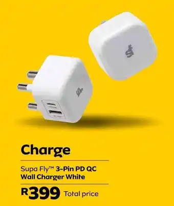 Supa Fly™ 3-Pin PD QC Wall Charger White