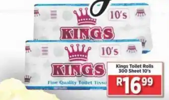 Kings Toilet Rolls 300 Sheet 10's