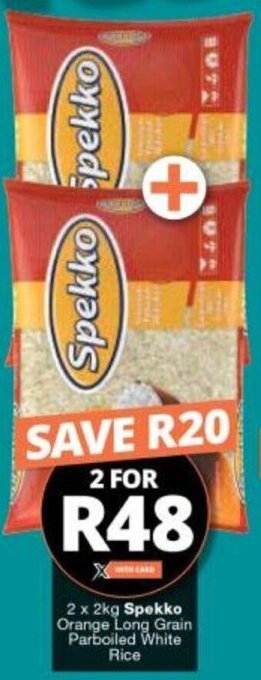 Checkers Spekko Orange Long Grain Parboiled White Rice 2 x 2kg offer