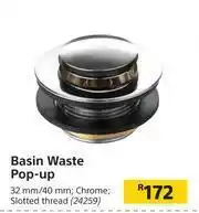 Builders Warehouse Basin Waste Pop Up 32mm/40mm offer