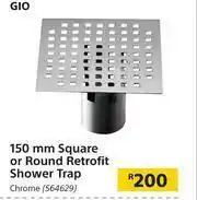 Builders Warehouse GIO 150mm Square Or Round Retrofit Shower Trap Chrome offer