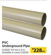 Builders Warehouse PVC Underground Pipe ULE420-110mm x 6m Each offer