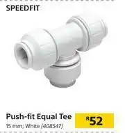 Builders Warehouse Speedfit Push Fit Equal Tee White 15mm offer