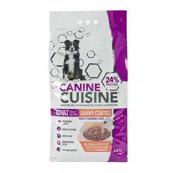 Woolworths Canine cuisine gravy coated chicken and rice adult dog food 5.5 kg offer
