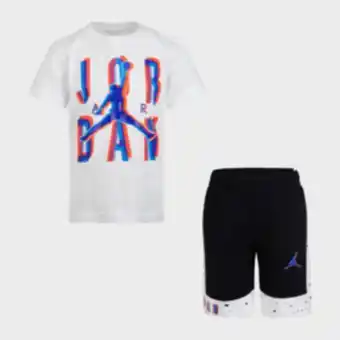 Sportscene Jordan boys space glitch t-shirt & shorts black set offer