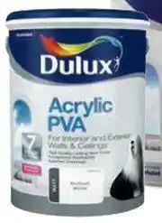 Leroy Merlin Dulux Acrylic PVA Brilliant (White) Wall Paint Interior/Exterior Matt-5L offer