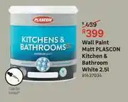 Leroy Merlin Plascon Kitchen & Bathroom (White) Wall Paint Matt-2.5L offer