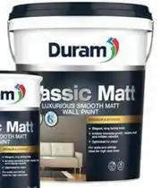 Leroy Merlin Duram Classic Matt (White) Wall Paint Interior/Exterior Smooth Matt-20L offer