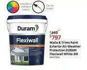 Leroy Merlin Duram Flexiwall (White) All Weather Protection Walls & Trims Paint Exterior-20L offer