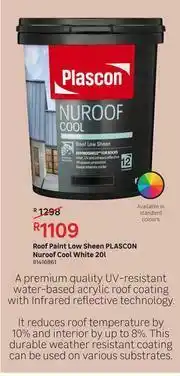 Leroy Merlin Plascon Nuroof Cool Low Sheen Roof Paint (White)-20L offer