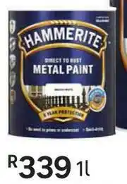 Hammerite Direct To Rust Metal Paint Smooth (Silver)-1L