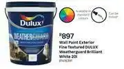 Leroy Merlin Dulux Weatherguard Brilliant Fine Textured Brilliant Wall Paint Exterior (White)-20L offer