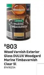 Leroy Merlin Dulux Woodgard Marine Timbavarnish (Clear) Gloss Exterior Wood Varnish-5L offer