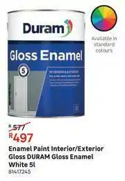Leroy Merlin Duram Gloss Enamel Gloss Interior/Exterior Enamel Paint-5L offer