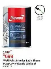 Leroy Merlin Plascon Velvaglo (White) Satin Sheen Interior Wall Paint-5L offer