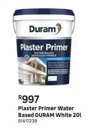 Leroy Merlin Duram Water Based Plaster Primer (White)-20L offer