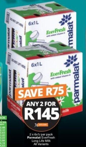 Checkers Parmalat Everfresh Long Life Milk All Variants 2 x 6 x 1L offer