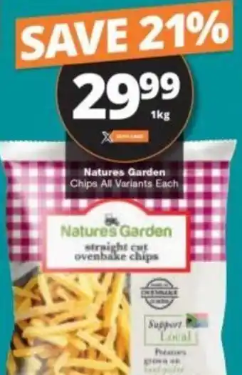 Checkers Natures Garden Chips all variants 1kg offer