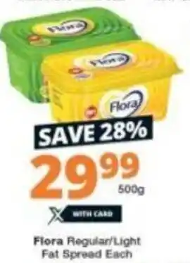 Checkers Flora Regular/Light Fat Spread 500g offer