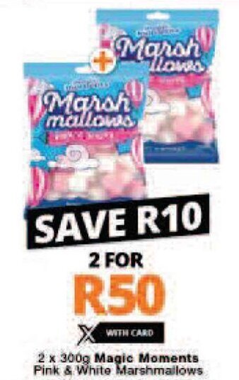 Checkers Magic Moments Pink &White Marshmallows 2 x 300g offer