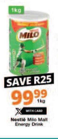 Checkers Nestle Milo Malt Energy Drink 1kg offer