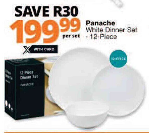Panache White Dinner Set 12Piece offer at Checkers