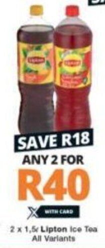 Checkers Lipton Ice Tea All Variants 2 x 1,5L offer