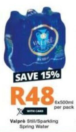 Valpré Still/Sparkling Spring Water 6 x 500ml per pack
