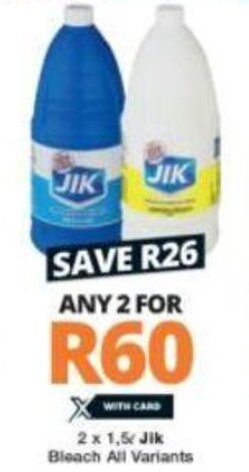 Checkers Jik Bleach All Variants 2 x 1,5L offer