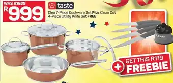 Pick n Pay Hypermarket Cleo 7-Piece Cookware Set Plus Clean Cut 4-Piece Utility Knife Set Free offer