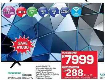 Pick n Pay Hypermarket Hisense 58" 147cm UHD Smart TV offer