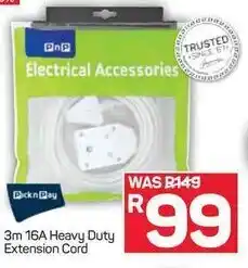 Pick n Pay Hypermarket Extension Cord 3m 15A Heavy Duty offer