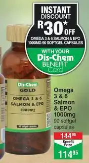 Dis-Chem Dis-Chem Omega 3 & 6 Salmon & EPO 1000mg 90 Softgel Capsules offer