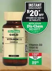 Dis-Chem Dis-Chem Vitamin D3 1000 IU 90 Tablets offer