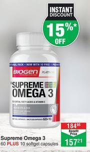 Dis-Chem Biogen Supreme Omega 3 60 Plus 10 Softgel Capsules offer