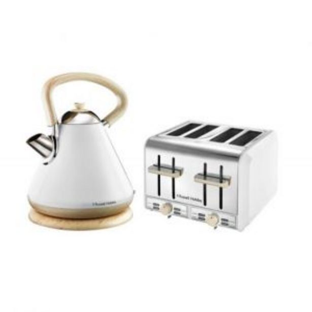 Russell hobbs white and wood kettle and toaster set rhwwp01 offer at