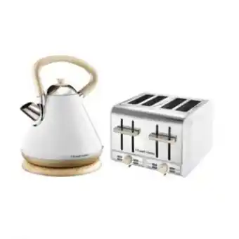 Hirsch's Russell hobbs white and wood kettle and toaster set - rhwwp01 offer