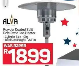 Pick n Pay Hypermarket Alva Powder Coated Split Pole Patio Gas Heater 9kg offer