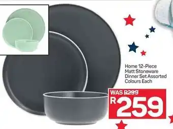 Pick n Pay Hypermarket Home 12-Piece Matt Stoneware Dinner Set Assorted Colours Each offer