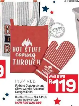 Pick n Pay Hypermarket Inspired Fathers Day Apron and Glove Combo Assorted Designs Each offer