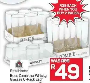 Pick n Pay Hypermarket Real Home Beer, Zombie or Whisky Glasses 6-Pack Each offer