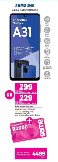 Game Samsung A31 Smartphone offer