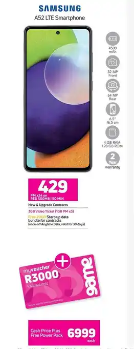 Game Samsung A52 LTE Smartphone offer