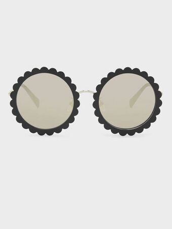 Charles & Keith Round flower frame sunglasses - black offer