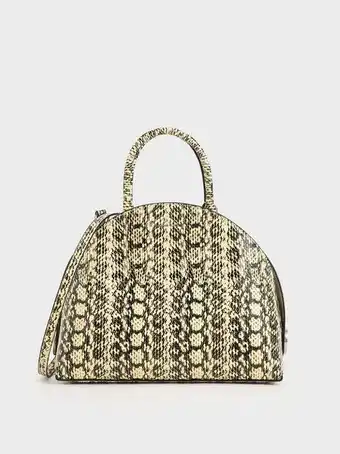 Charles & Keith Large snake print dome bag - yellow offer
