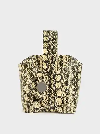 Snake print mini bucket bag
- yellow