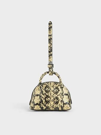 Snake print mini dome pouch - yellow
